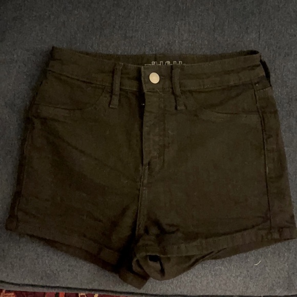 Black denim shorts